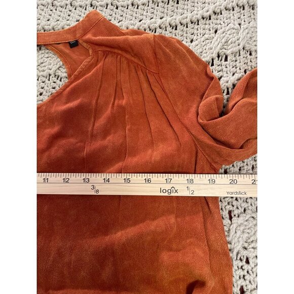 Very J Women's sz S leather look Burnt Orange Long Bell Cuff Sleeve Fall Top - Picture 10 of 11